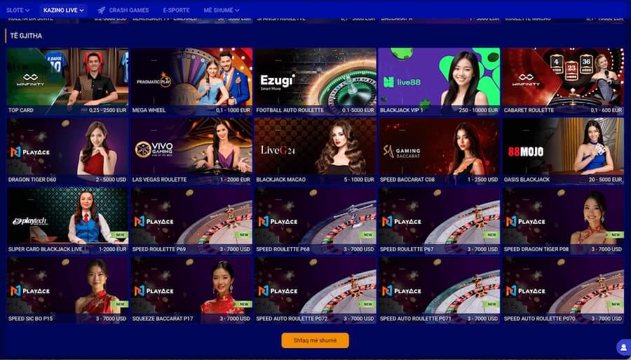 Lojërat në tavolinë me diler live në PariPesa Casino